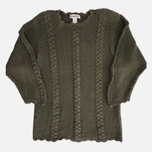 VTG Jacque & KoKo Scallop Hem Cable Knit Sweater 18/20 | Quiet Luxury Knitwear